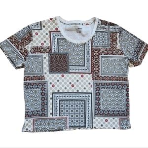 L.l.bean Patchwork Crewneck boxy crop teeshirt 2/$25